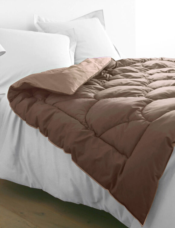 Edredon bicolore (taupe / chocolat)