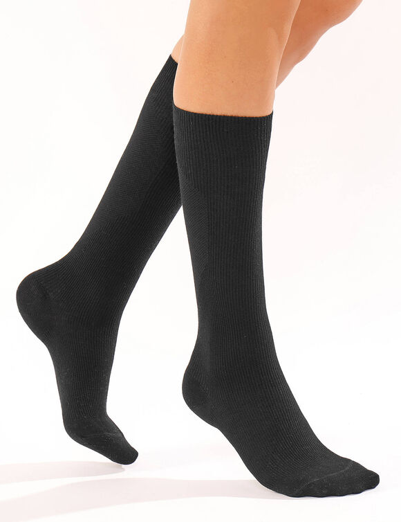 Mi-bas contention coton majoritaire - lot de 2 paires (noir)