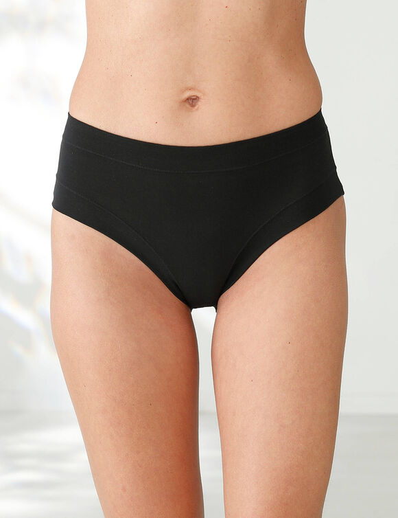 Culotte coton stretch forme midi sans &eacute;lastiques - lot de 2 (blanc + noir)