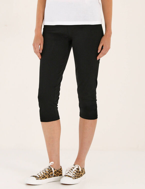 Lot de 2 leggings corsaire, taille &eacute;lastiqu&eacute;e (noir)