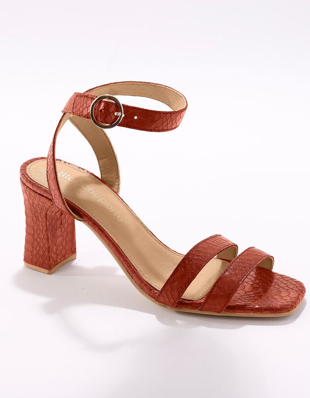 Sandales cuir texturé à bride (caramel) Sandales cuir texturé à bride (caramel)