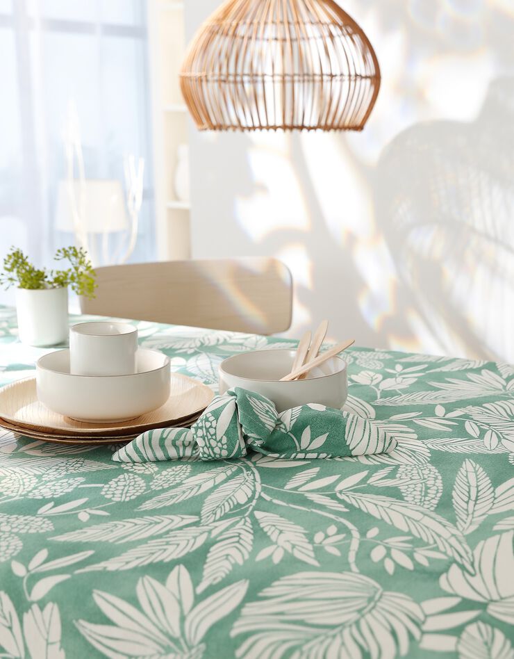 Nappe anti-taches imprimé végétal (vert amande)
