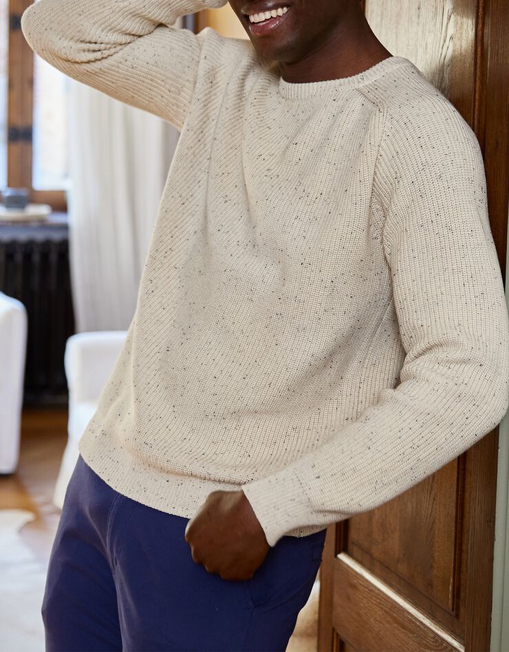 Pull en maille anglaise mouchetée (naturel)