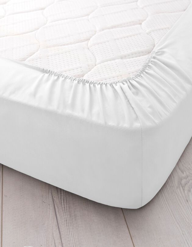 Drap-housse uni microfibre bonnet 28 cm (blanc)
