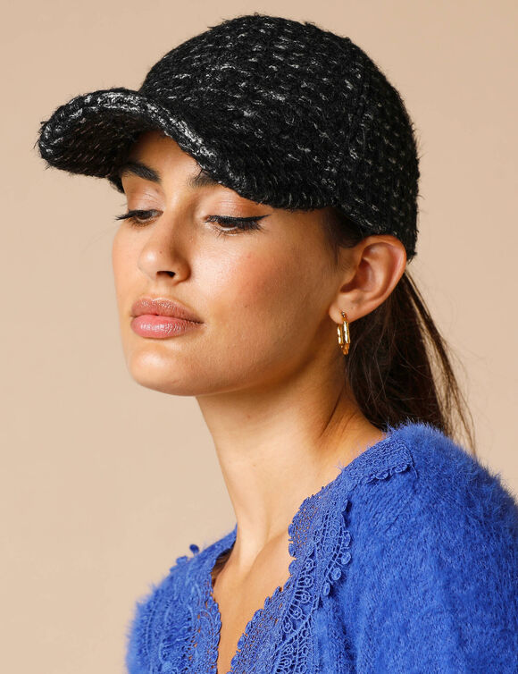Casquette effet tweed (noir)