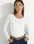 T-shirt col rond manches longues uni (blanc)