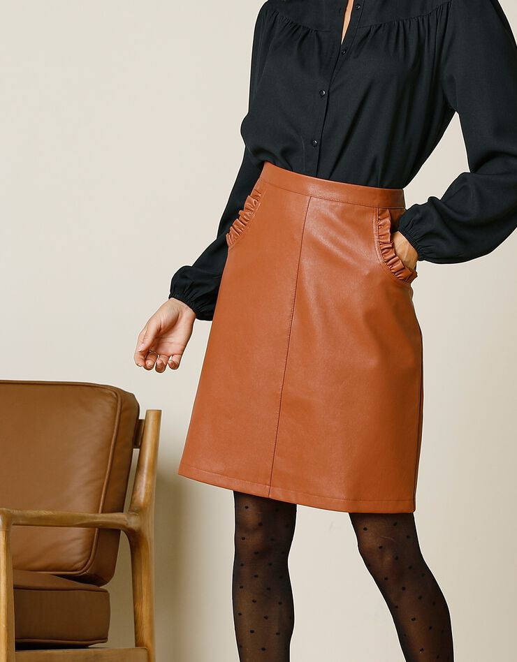 Jupe aspect cuir(1) (caramel) Jupe aspect cuir(1) (caramel)