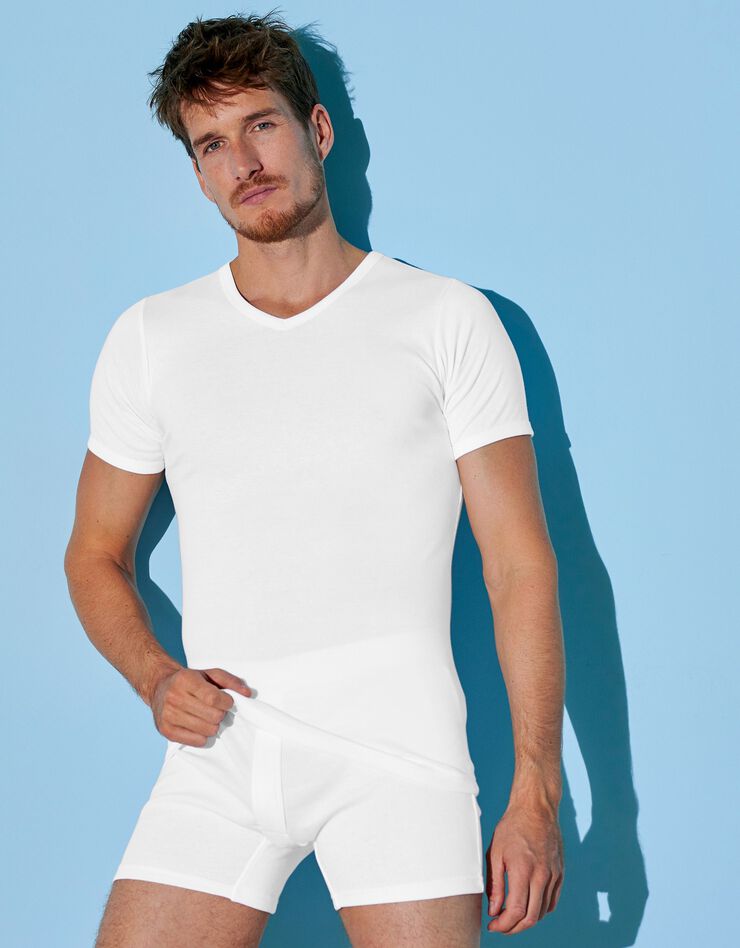 Tee-shirt sous-vêtement homme col V - lot de 6 (blanc) Tee-shirt sous-vêtement homme col V - lot de 6 (blanc)
