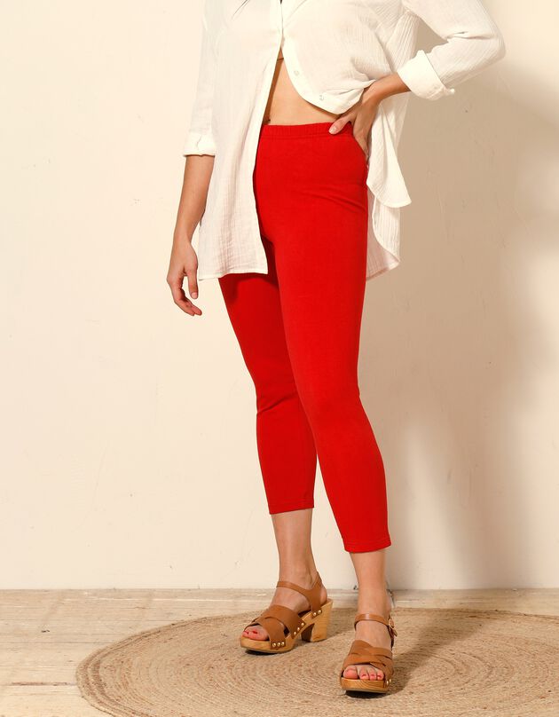 Legging 3/4 uni - lot de 2 (corail / noir)