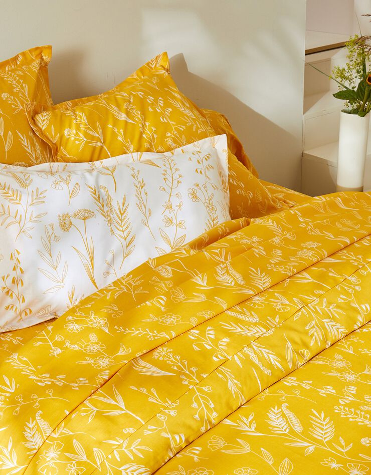 Linge de lit Alessia en coton imprimé fleuri (jaune)