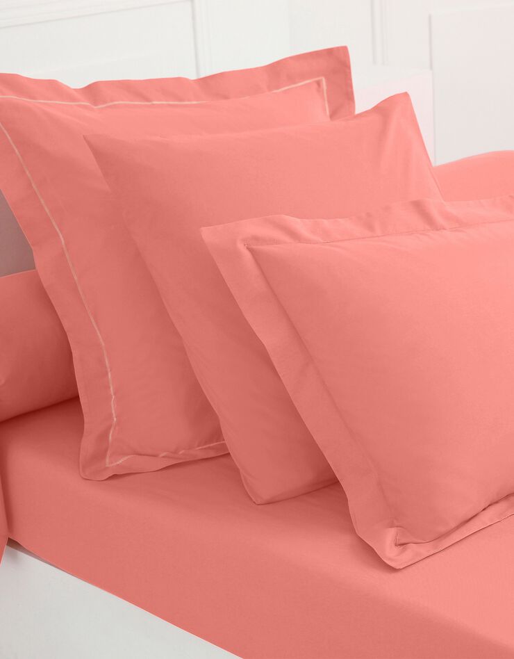 Linge de lit uni polyester-coton Colombine (corail)