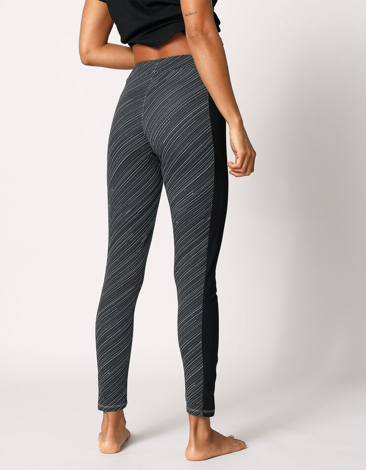 Legging imprimé bandes contrastées côtés (noir / blanc) Legging imprimé bandes contrastées côtés (noir / blanc)