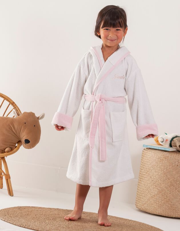 Peignoir de bain personnalisable à capuche licorne (blanc / rose) Peignoir de bain personnalisable à capuche licorne (blanc / rose)