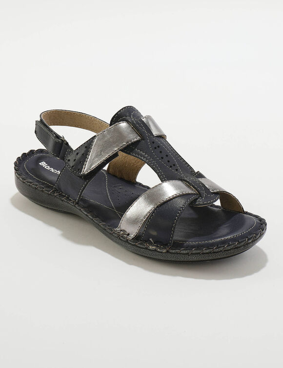 Sandales bicolores en cuir extra souple (marine)