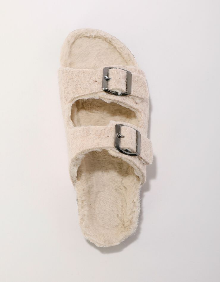 Mules fourrées à boucles (beige) Mules fourrées à boucles (beige)