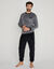 Pyjama pantalon bicolore maille polaire manches longues (gris)