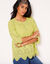 Blouse unie manches 3/4, broderie anglaise (anis)