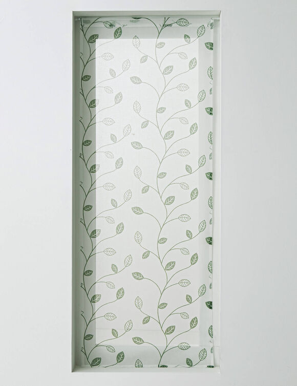 Vitrage voile motif petites feuilles - finition pattes (vert)