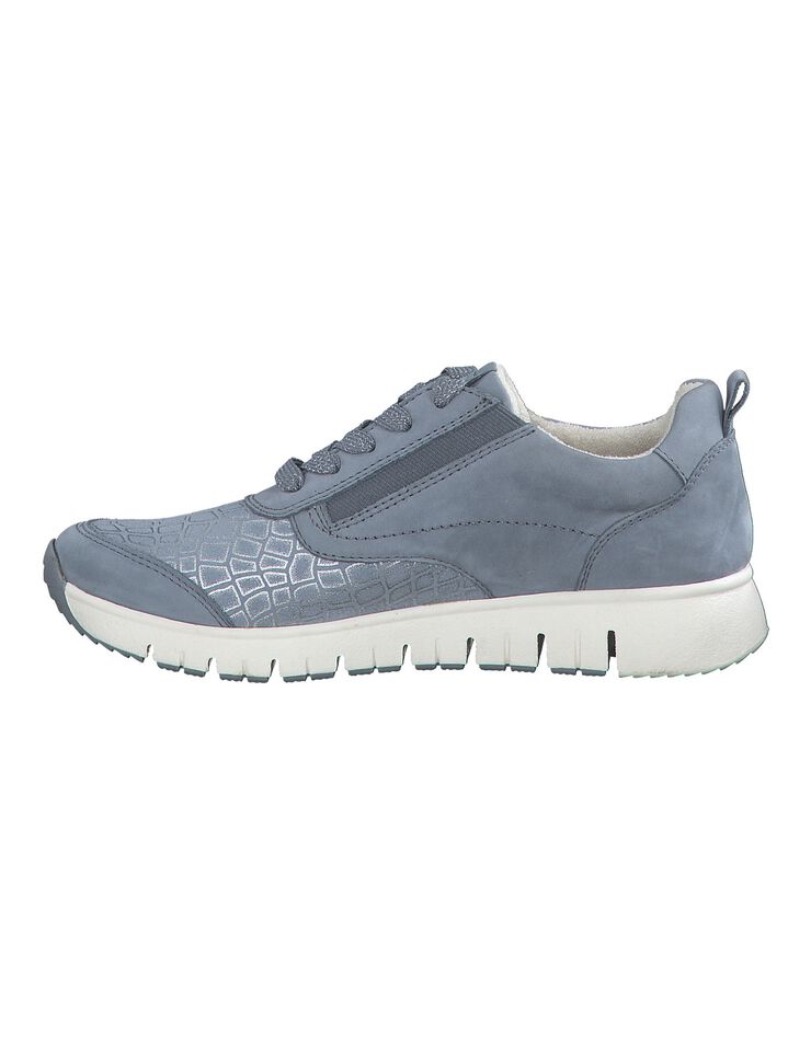 Baskets zippées en cuir - largeur confort (bleu ciel)