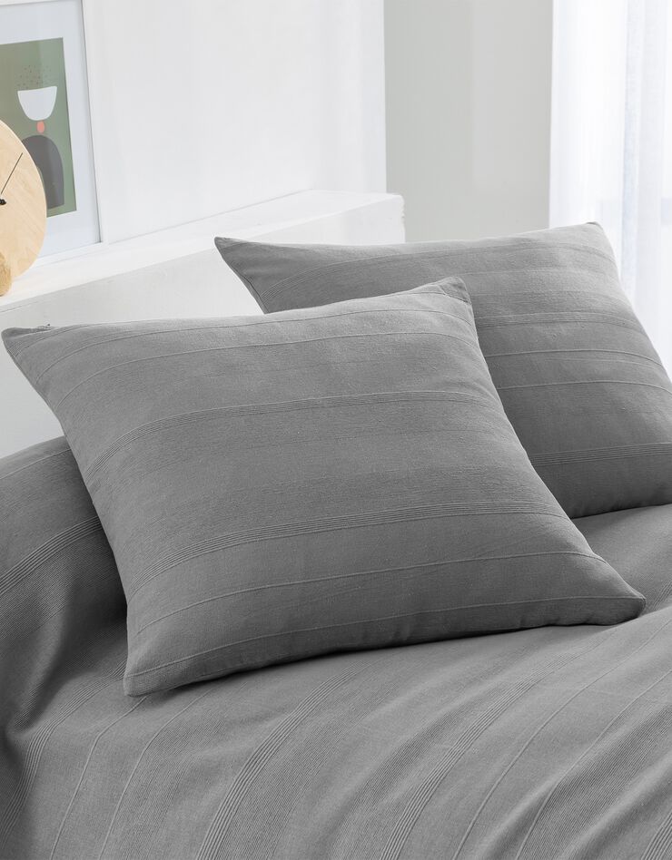 Plaid ou jeté uni coton tissage artisanal (gris perle) Plaid ou jeté uni coton tissage artisanal (gris perle)
