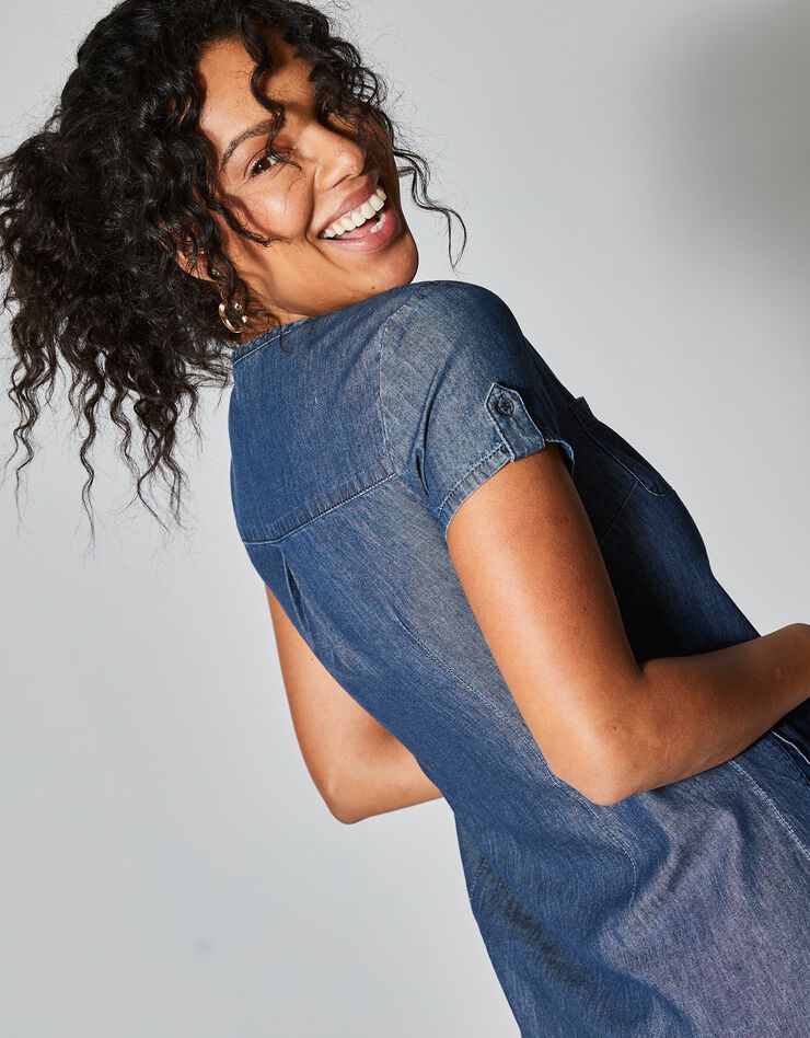 Robe col tunisien, denim léger (stone)