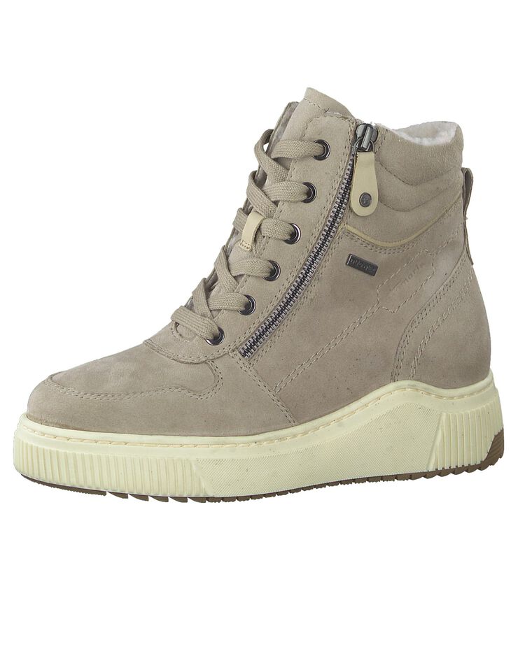 Bottines montantes nubuck à lacets zippées (taupe) Bottines montantes nubuck à lacets zippées (taupe)