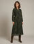 Robe longue col montant, cr&eacute;pon imprim&eacute; python (kaki)