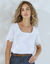 T-shirt col carré galon fantaisie (blanc)