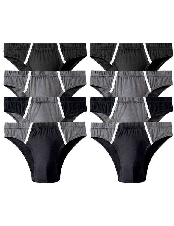 Slip fermé taille basse - lot de 8 assortis (noir / gris)