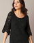 Robe courte macramé, manches 3/4 (noir)