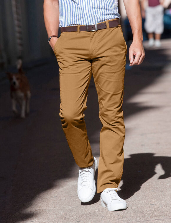 Pantalon chino ceinture arrondie sous le ventre (caramel)