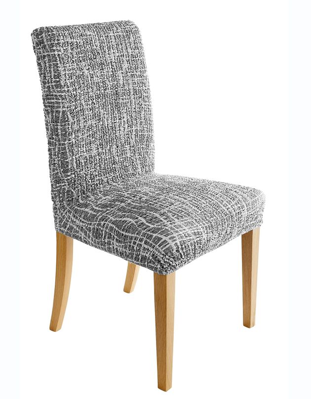 Housse microfibre bi-extensible motifs graphique spéciale chaise (gris)