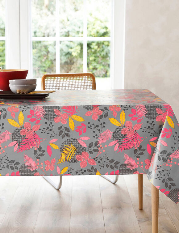 Nappe toile cirée imprimée Feuillages  (gris)