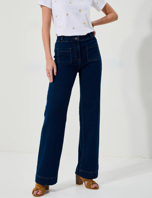 Jean coupe large taille haute, grande stature (stone)