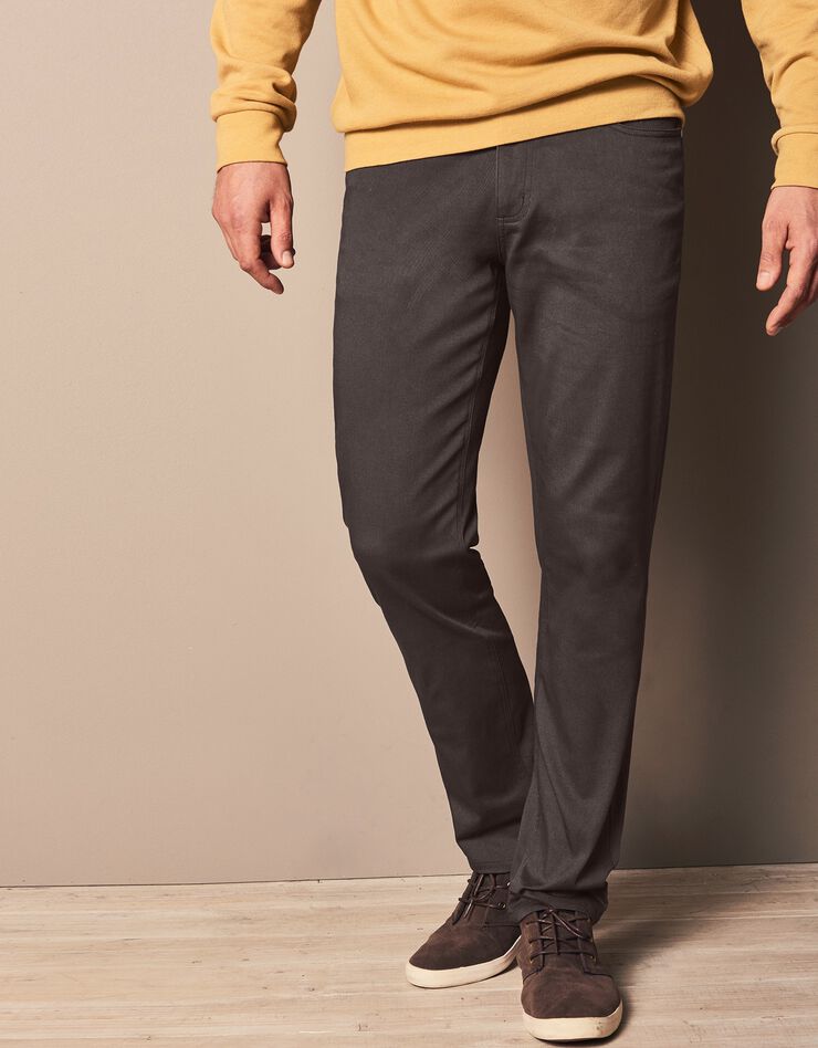Pantalon droit 5 poches twill coton extensible (marron) Pantalon droit 5 poches twill coton extensible (marron)