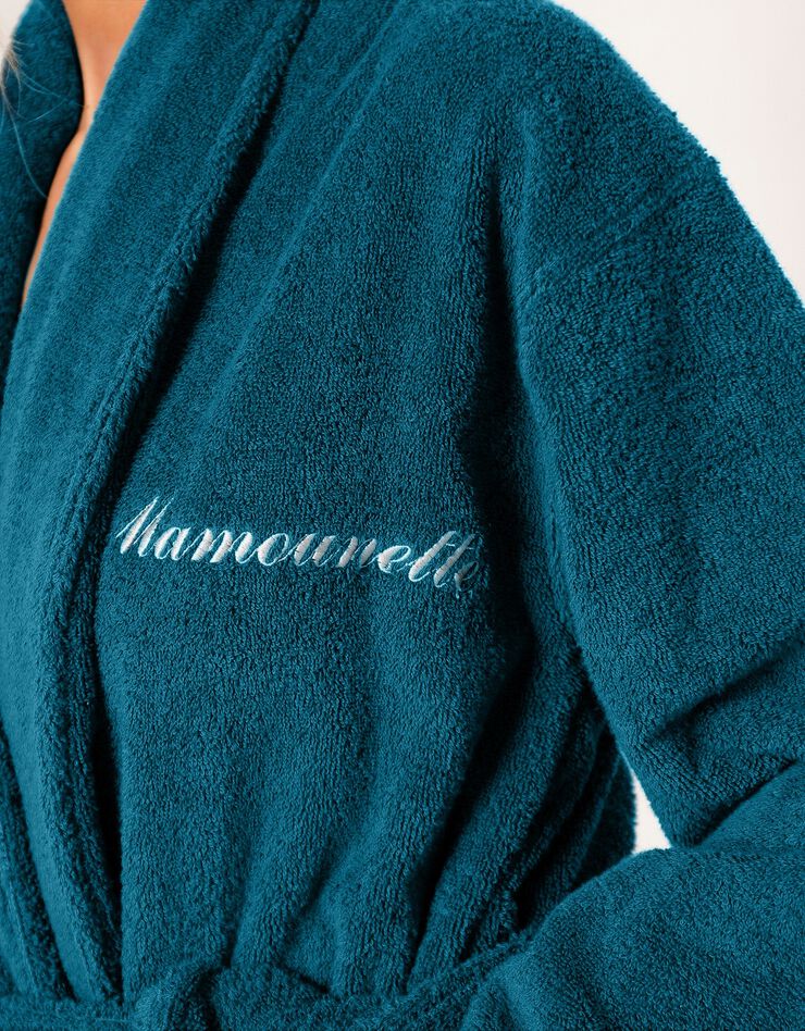 Peignoir mixte adulte éponge bouclette col châle personnalisable (bleu paon) Peignoir mixte adulte éponge bouclette col châle personnalisable (bleu paon)