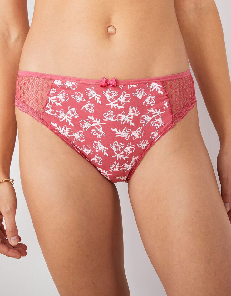 Culotte midi dentelle coton imprimé "papillons" Tropea - lot de 4 (cerise + vert d'eau) Culotte midi dentelle coton imprimé "papillons" Tropea - lot de 4 (cerise + vert d'eau)