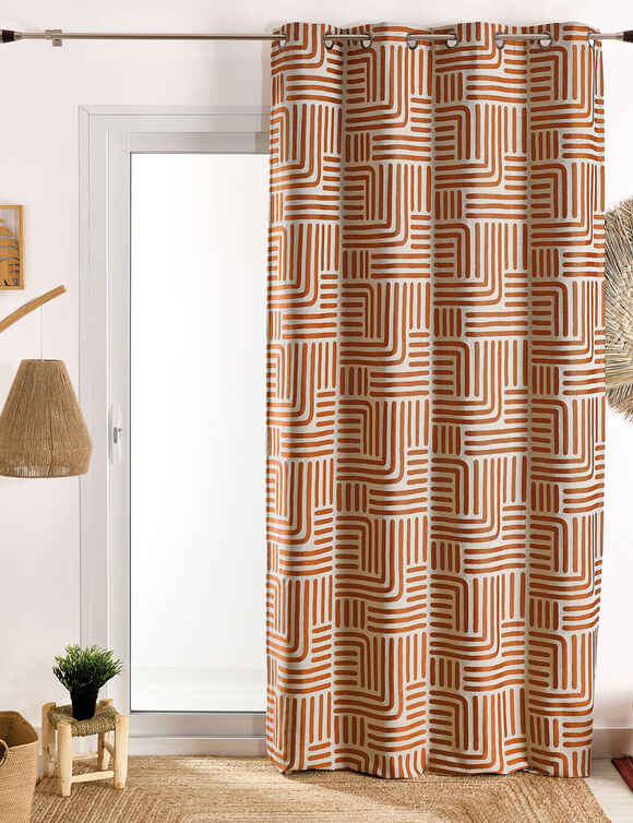 Rideau jacquard imprimé lignes (terracotta)