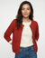Cardigan uni maille fantaisie (rouge)