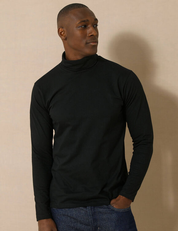 T-shirt col roulé manches longues (noir)