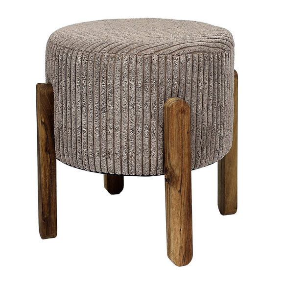 Tabouret cylindrique, pieds en  bois (gris)