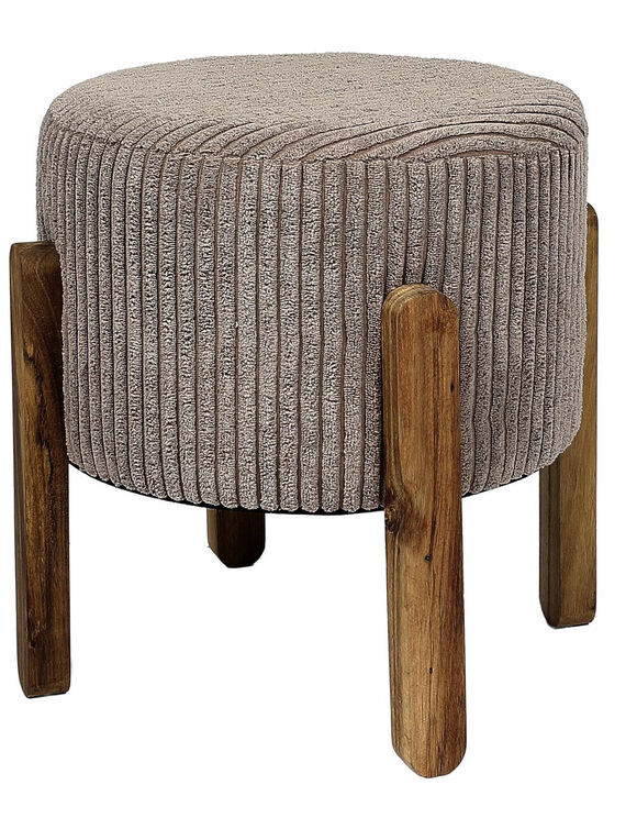 Tabouret cylindrique, pieds en  bois (gris)