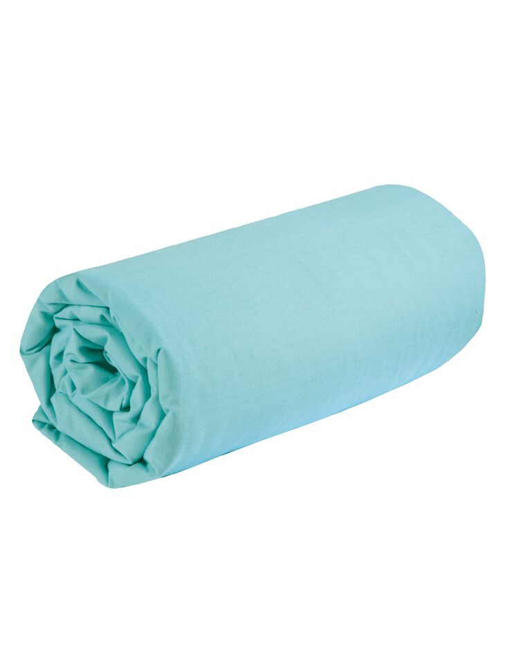 Drap-housse uni coton bonnet 32 cm (lagon)