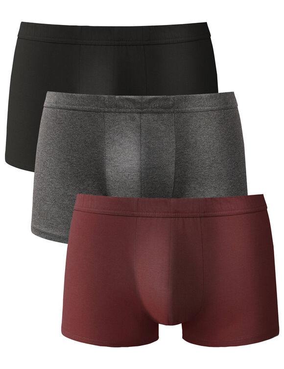 Boxer 100% coton - lot de 4 (bordeaux + gris + noir)