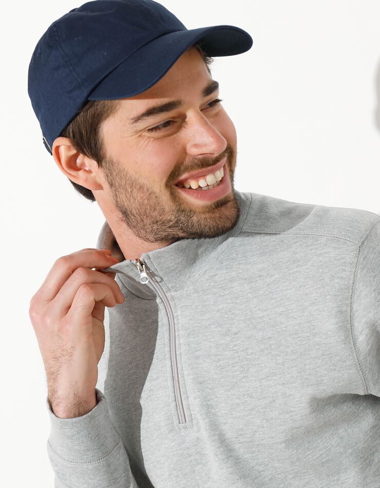 Sweat molleton col camionneur zippé (gris chiné)