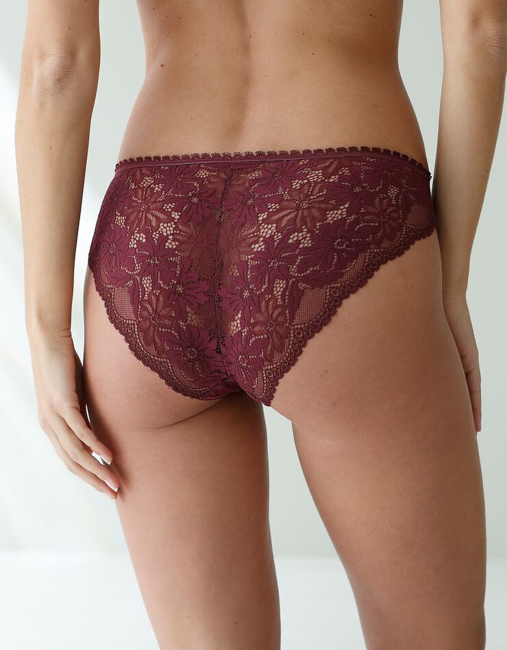 Culotte forme midi microfibre et dentelle stretch - lot de 2 (aubergine) Culotte forme midi microfibre et dentelle stretch - lot de 2 (aubergine)