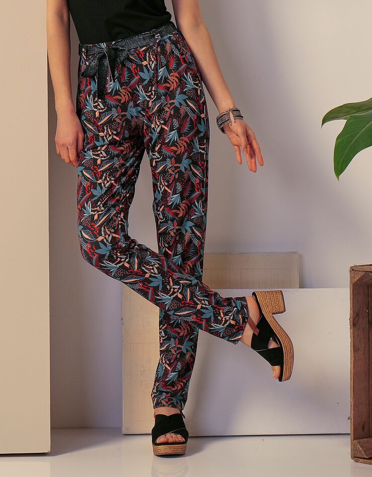 Pantalon imprimé, ceinture amovible (noir / bronze) Pantalon imprimé, ceinture amovible (noir / bronze)