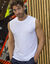 T-shirt uni col rond sans manches (blanc)
