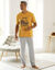 Pyjama pantalon T-shirt manches courtes (jaune / gris)