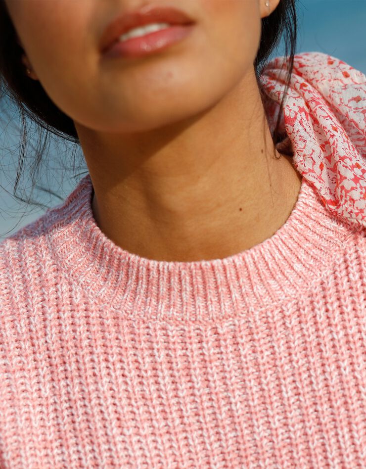 Pull col rond maille anglaise (rose chiné) Pull col rond maille anglaise (rose chiné)